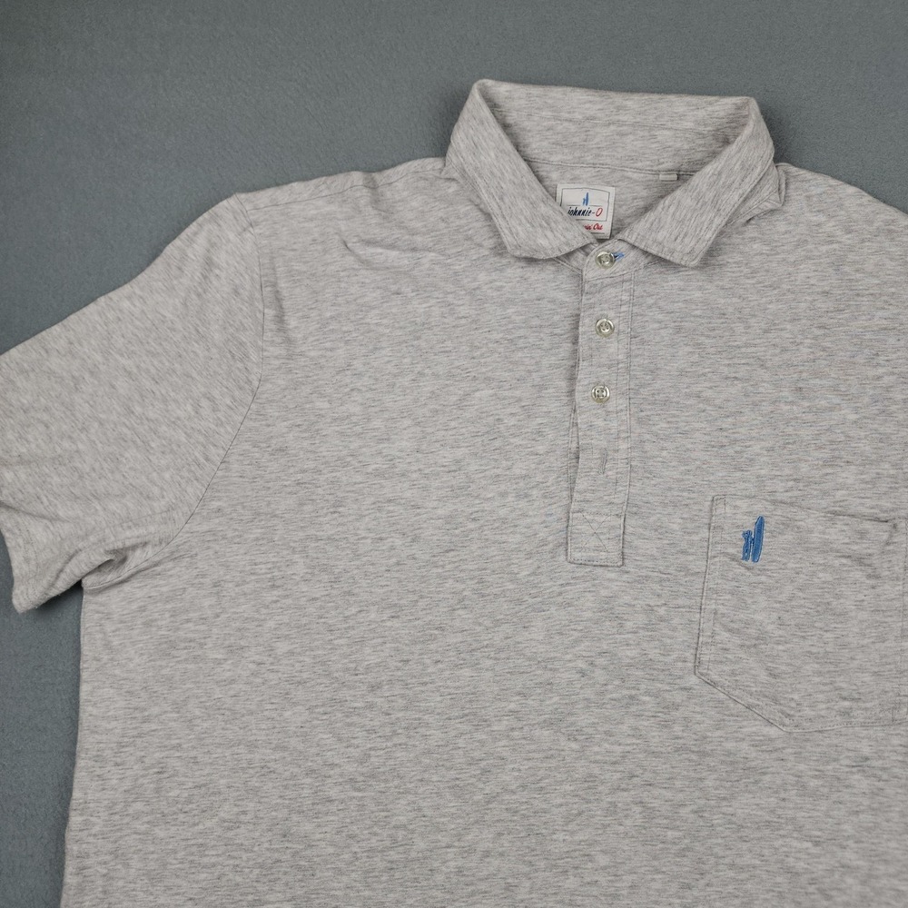Johnnie-O Hangin Out Polo Shirt Mens 2XL Gray Pocket Jersey Surf Logo Casual
